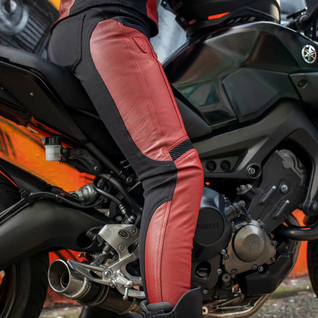 MotoGirl Fiona Red Leather Trousers