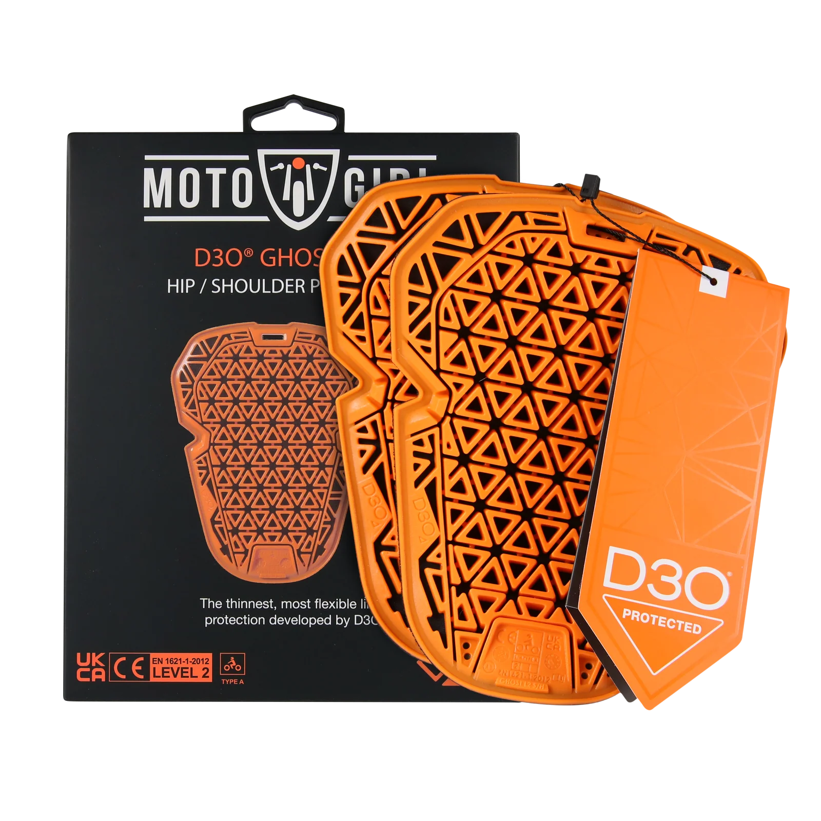 D3O® Ghost™ L2 Hip/Shoulder Protector (pair) CE LEVEL OF PROTECTION & STANDARD
Level 2
Standard EN1621-1-201