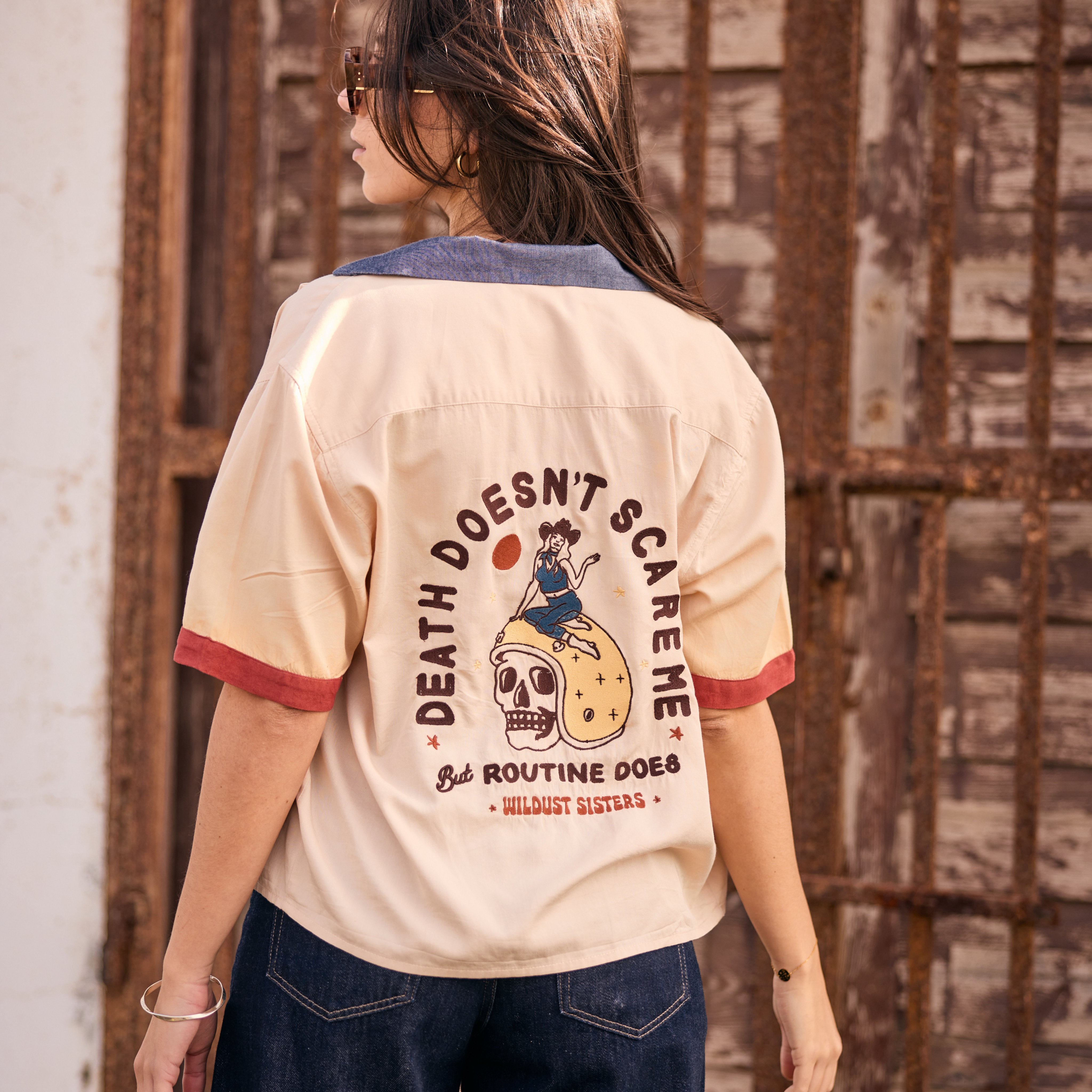 Wildust Sisters Scary Routine bowling shirt for ladies