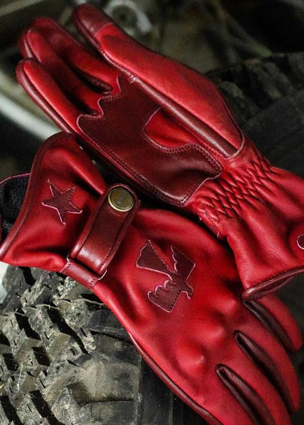 Wildust Sisters - Sunclaw red leather motorbike gloves