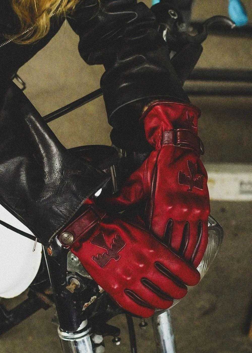 Wildust Sisters - Sunclaw red leather motorbike gloves