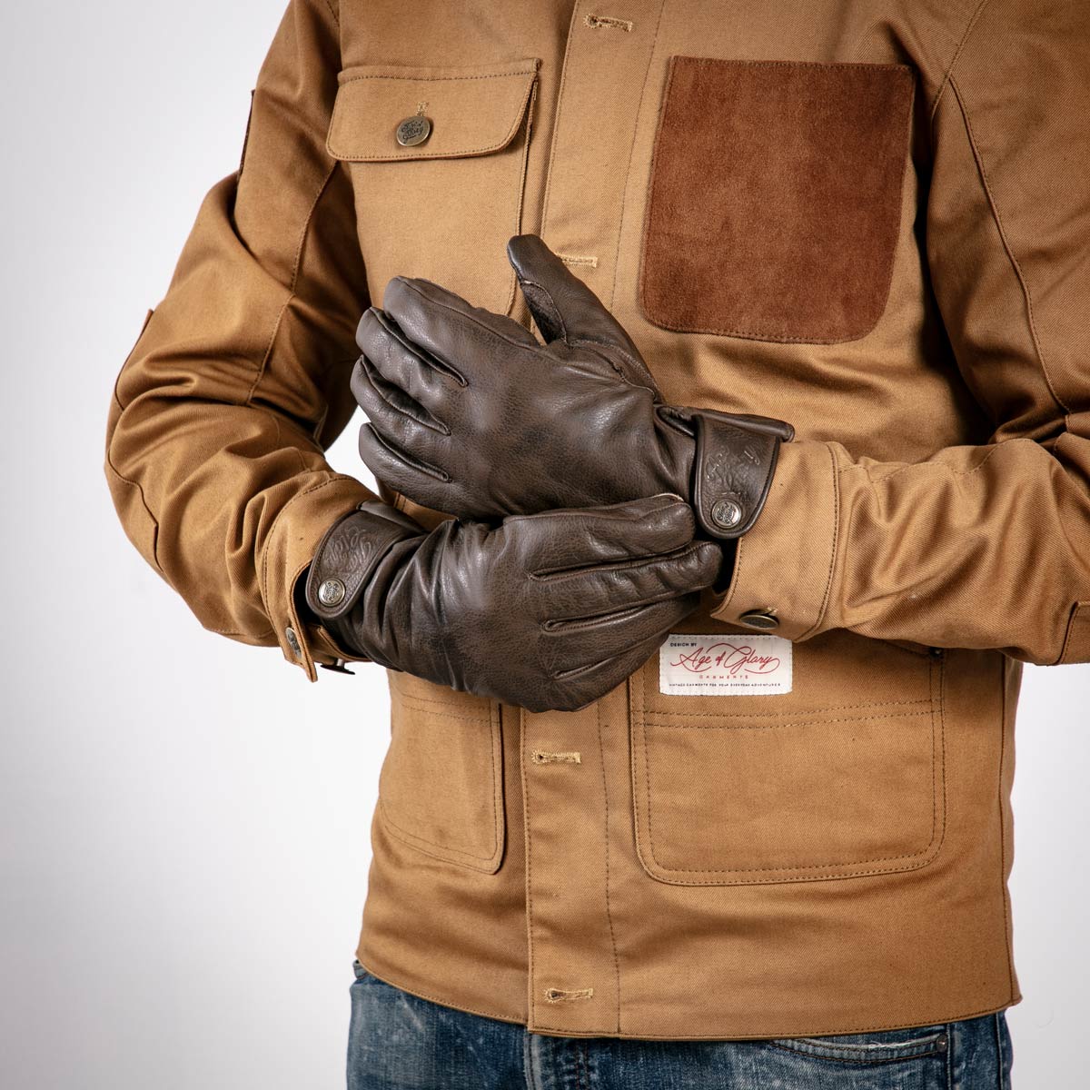 Age of Glory Carpenter Winter Leather CE Gloves Brown