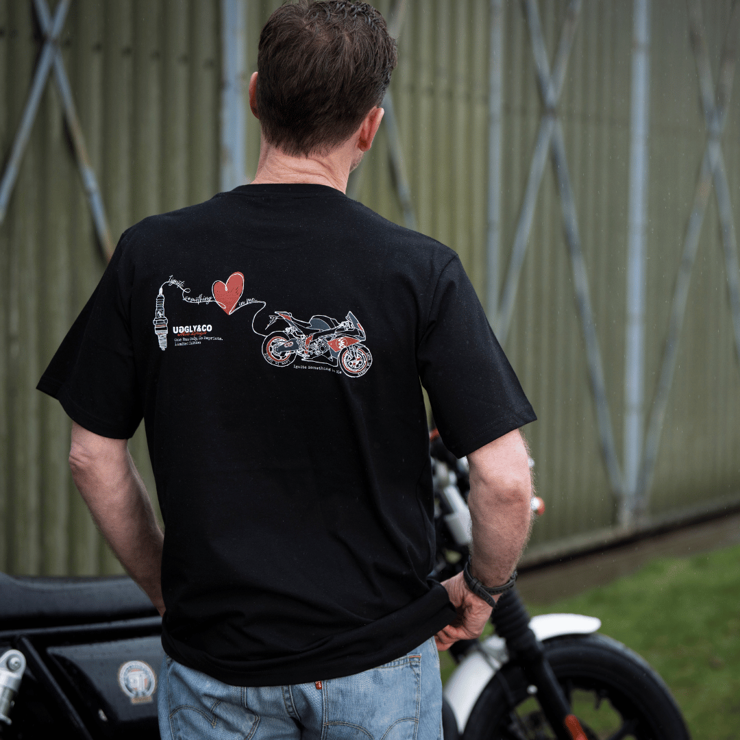 Black Motorcycle Heart 'Love is Uggly' T-Shirt