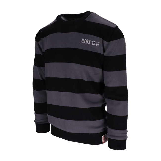 black and grey striped sweater