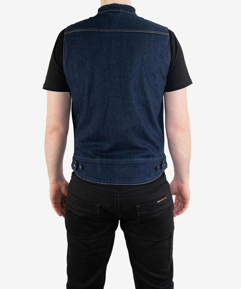 SA1NT Mandarin Collar Vest - Indigo