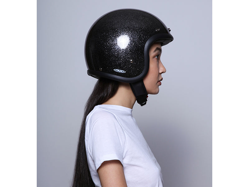 DMD Glitter Black Vintage open face helmet