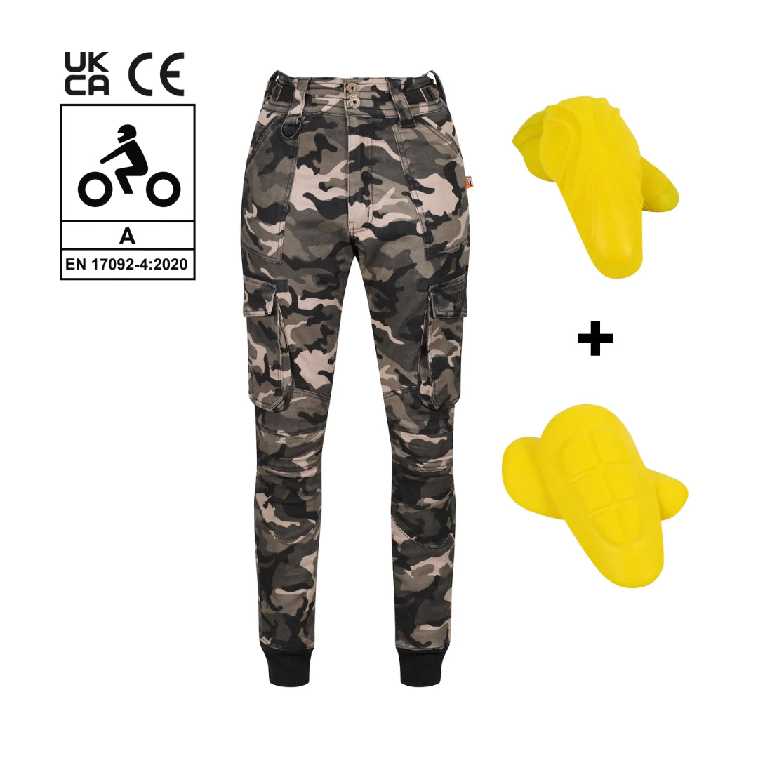 Motogirl Lara Cargo Camo Trousers