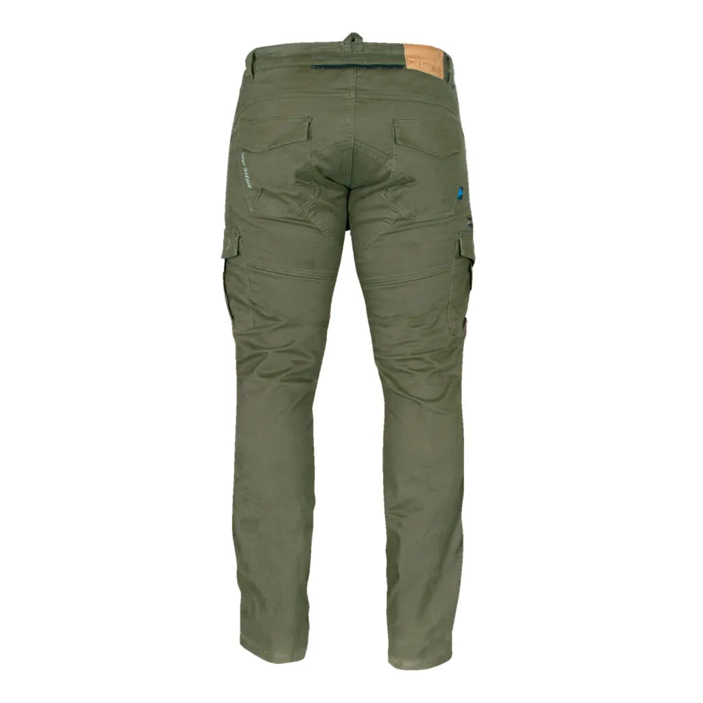 rear view of Merlin Remy cargo trousers protective motorcycle clothing with Kevlar and D30 armour.