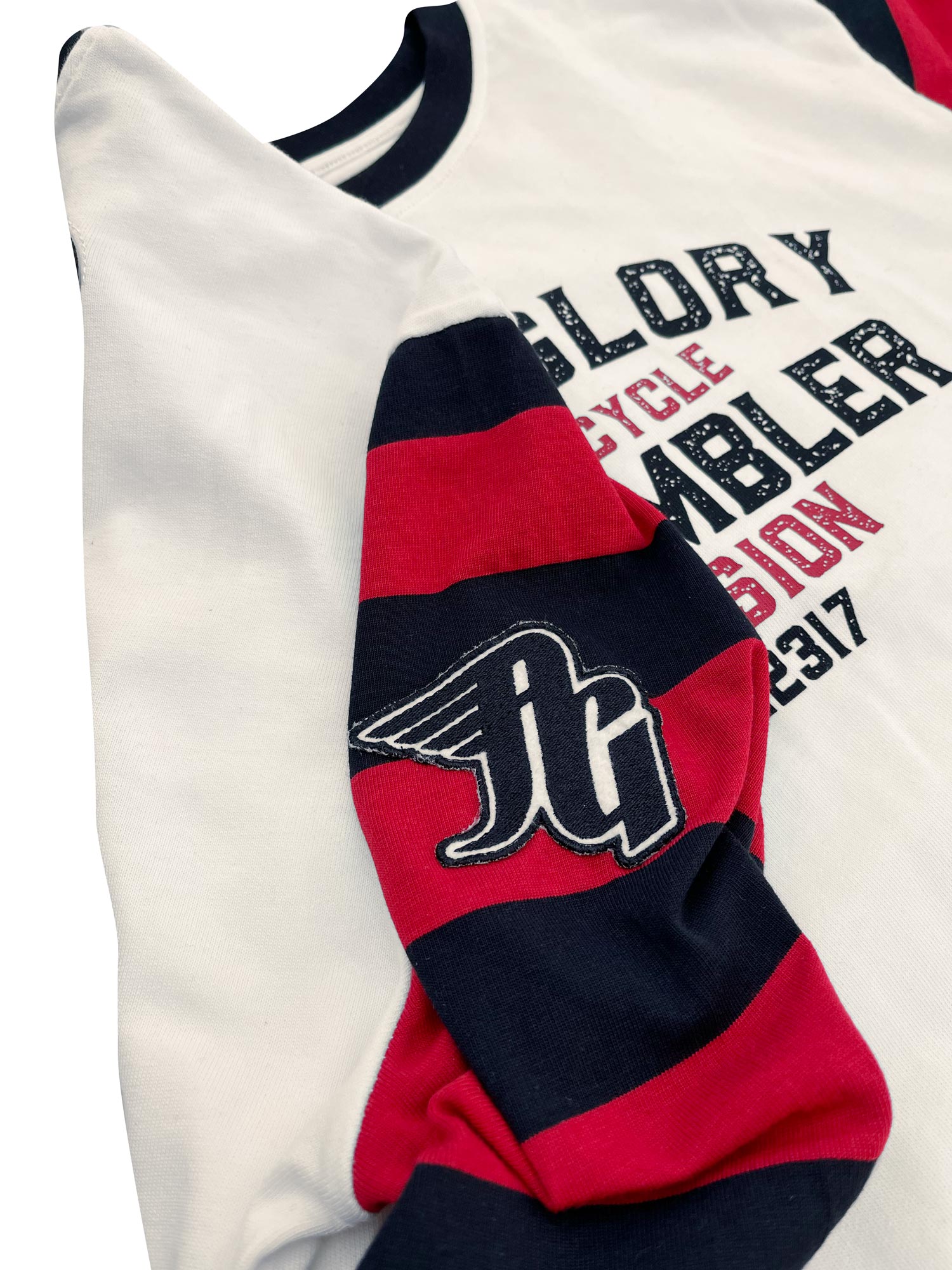 Age of Glory Team Stripes LS Tee Ecru Red Black