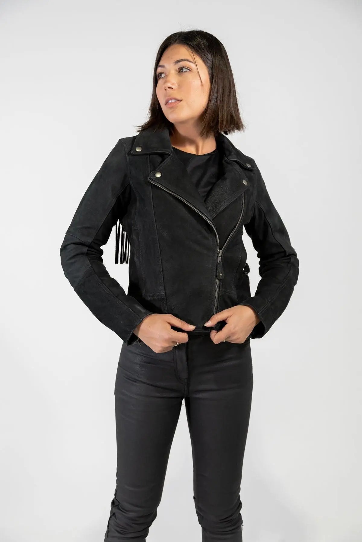 Merla Festival Fringed Women's Nubuck Leather Jacket - NON PROTECTIVE