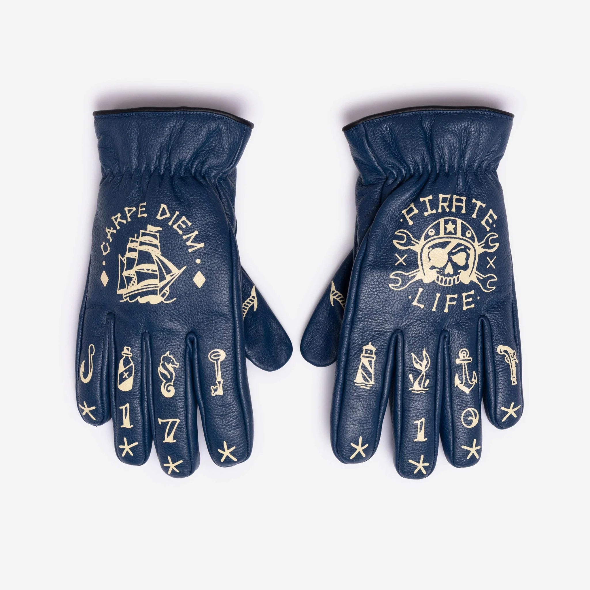 Macleod Motor Co Carpe Diem Gloves Blue