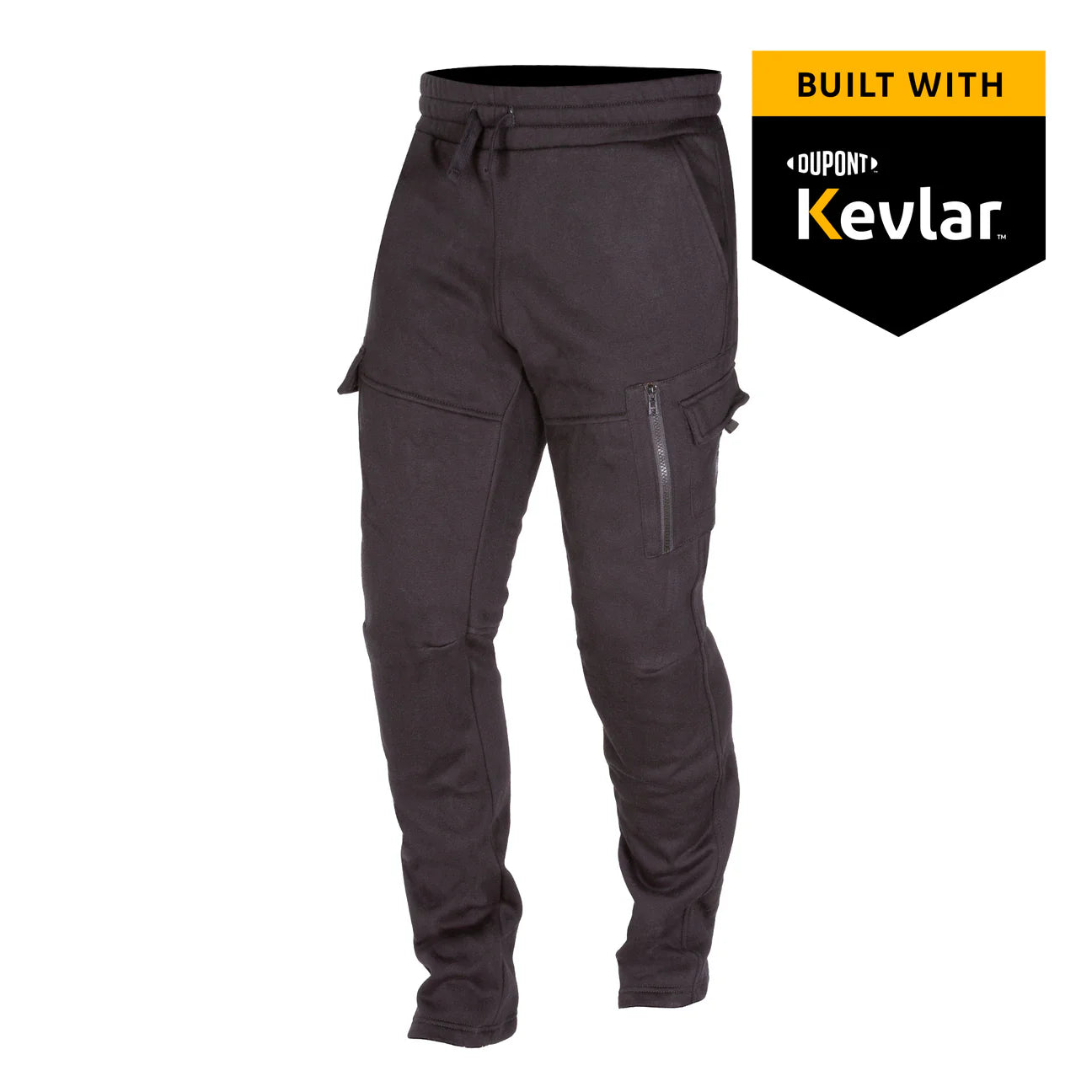 Black Merlin Repton CE UKCA AA rated jogger pants with Kevlar branding on a white background.