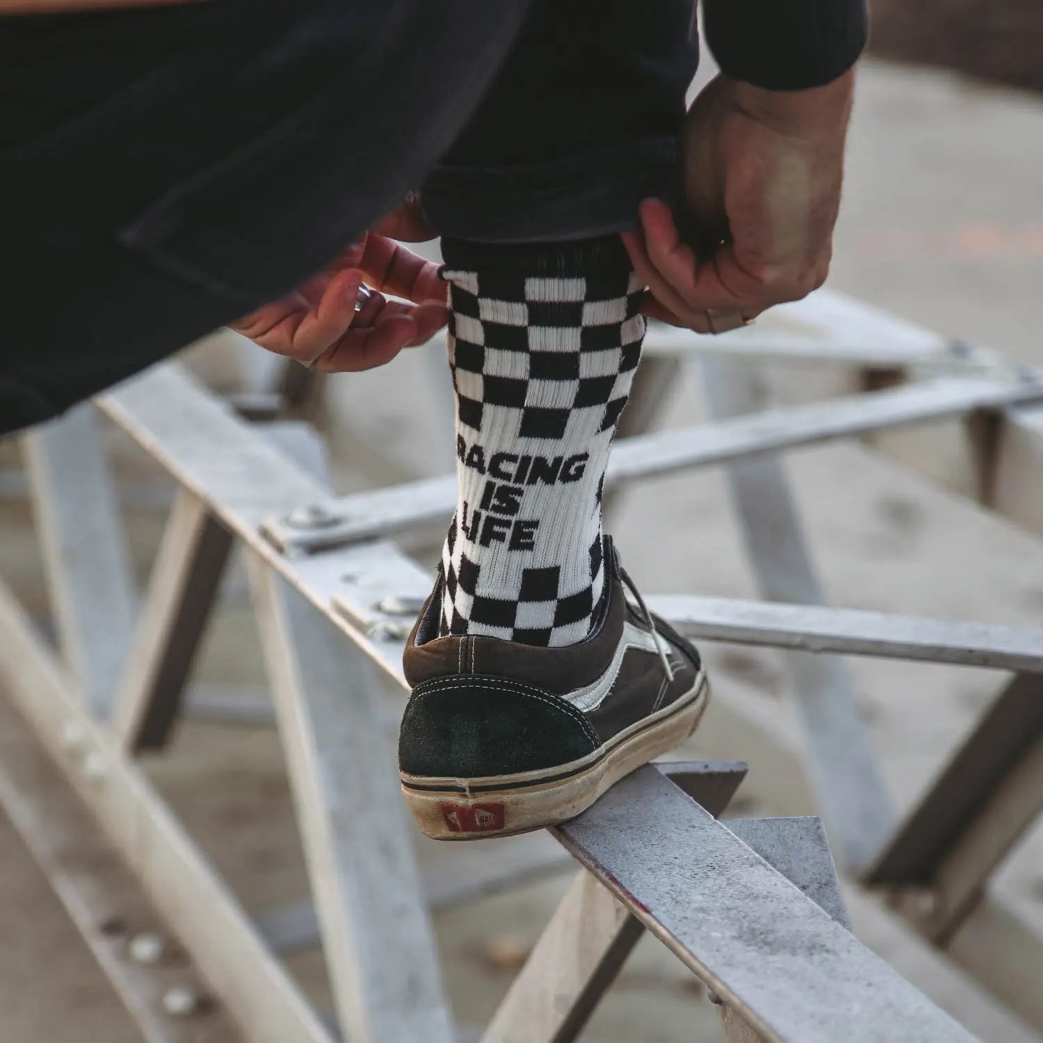 Age of Glory Racing Socks Black Off-White