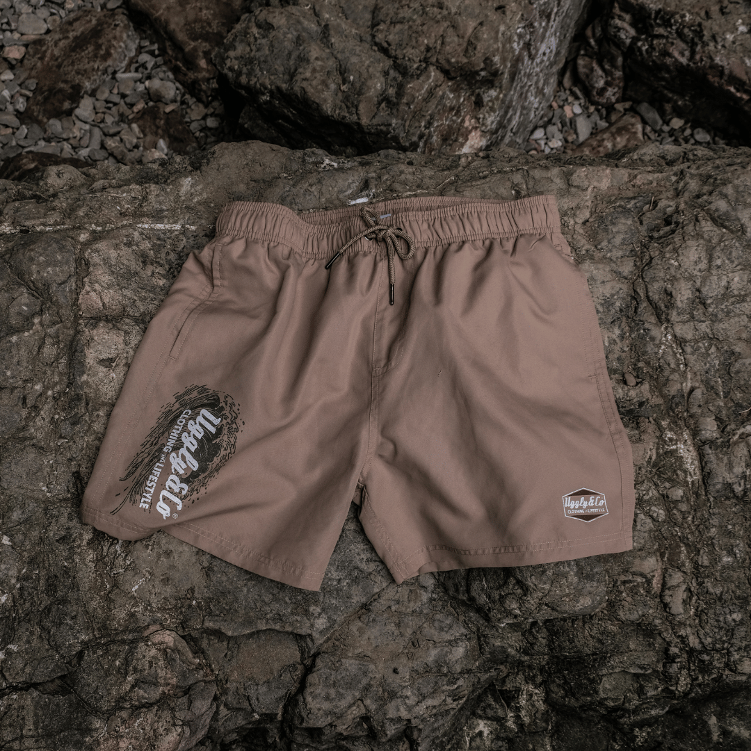 Beige Diamond Swim Shorts