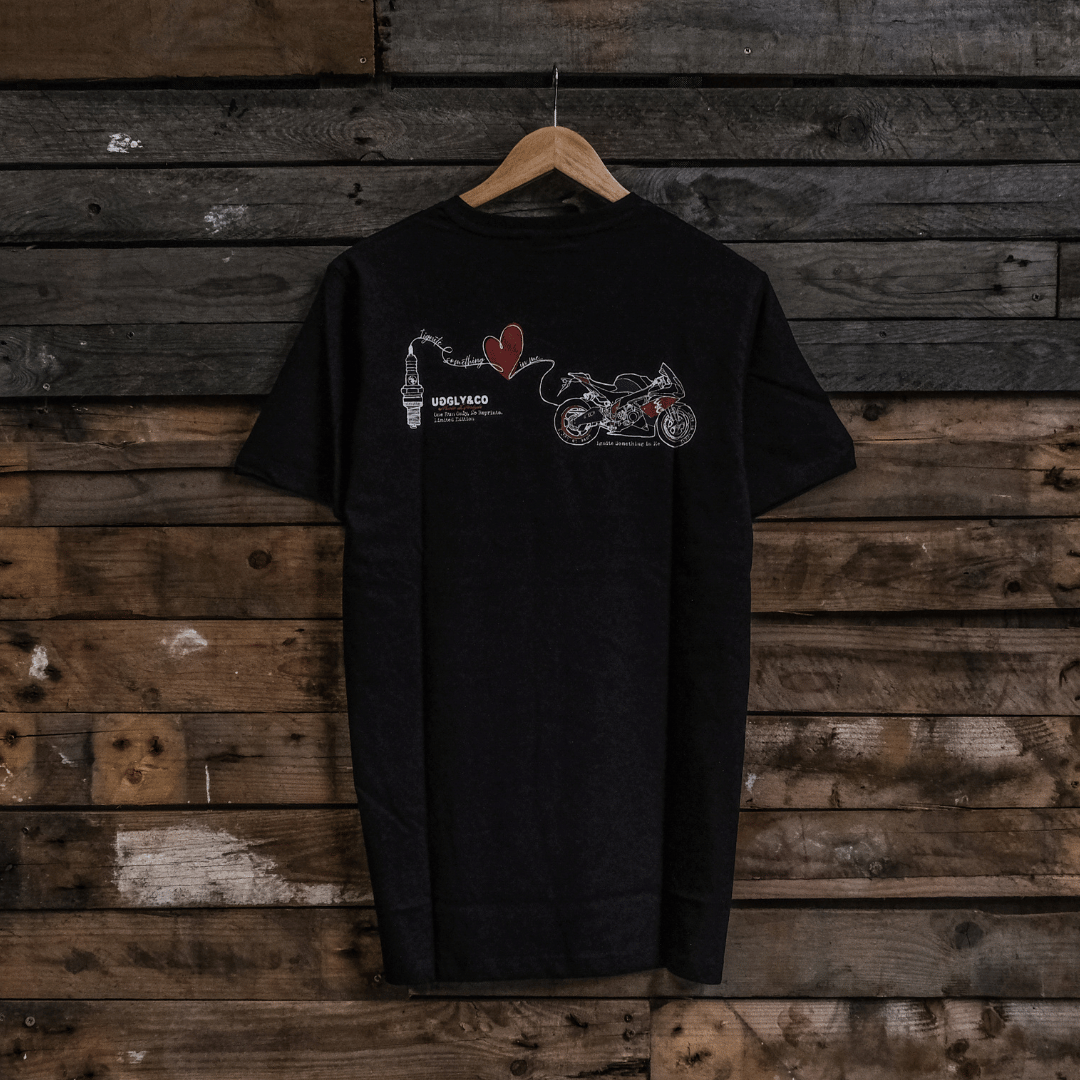 Black Motorcycle Heart 'Love is Uggly' T-Shirt