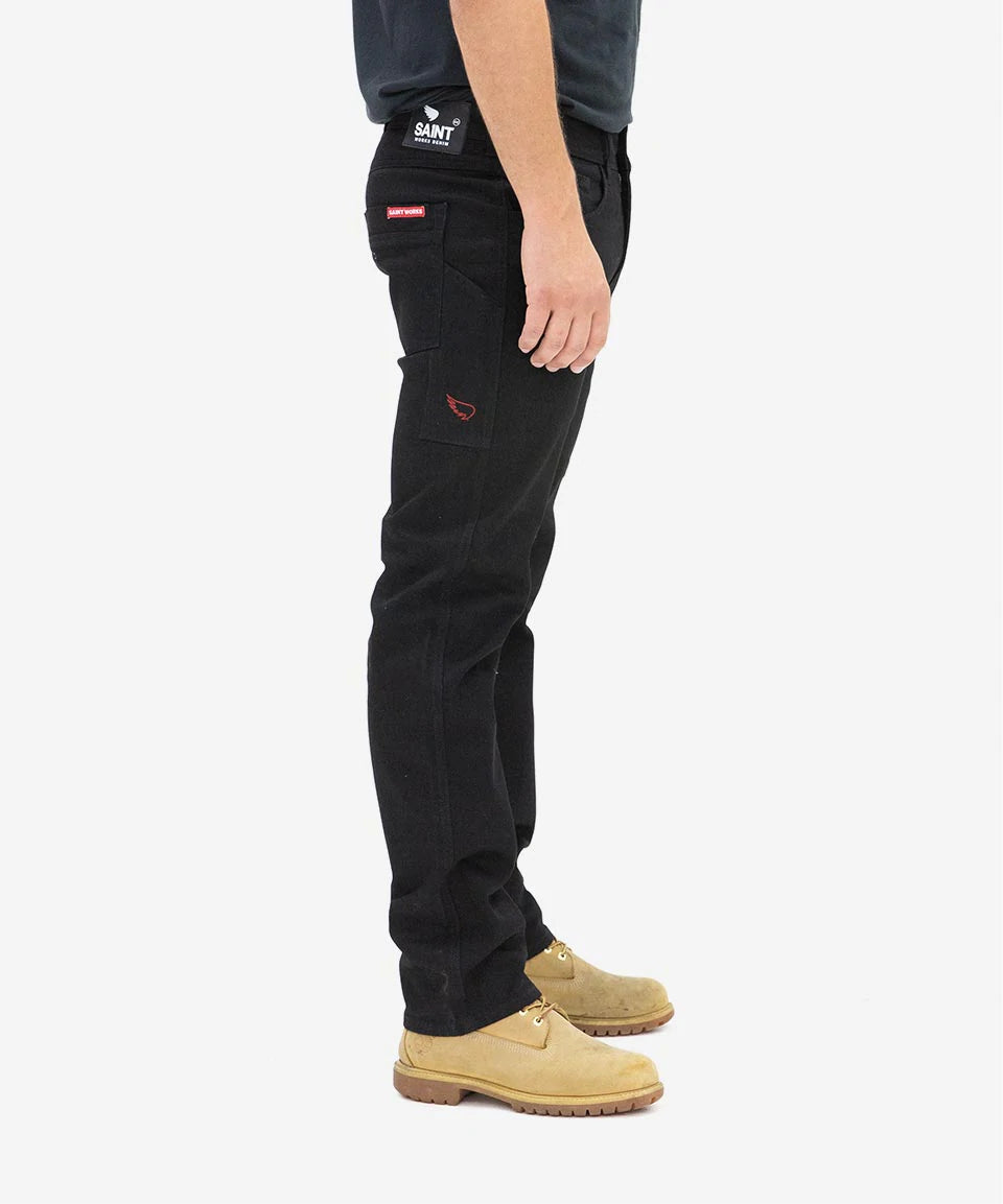 SA1NT STRAIGHT FIT WORK JEANS - BLACK