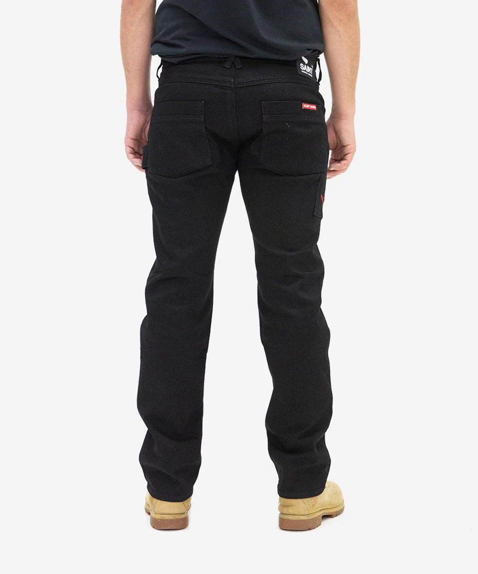 SA1NT STRAIGHT FIT WORK JEANS - BLACK