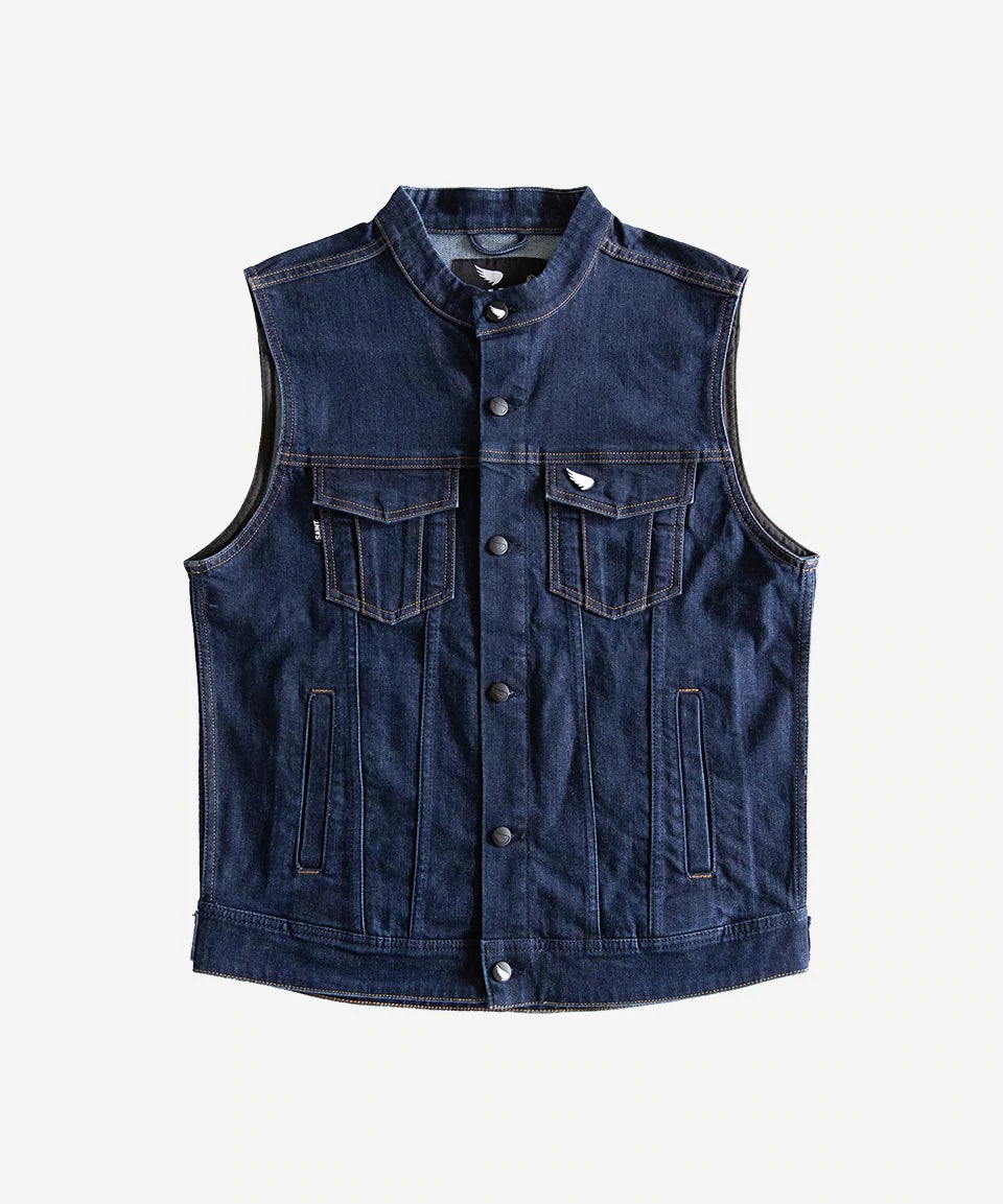 SA1NT Mandarin Collar Vest - Indigo