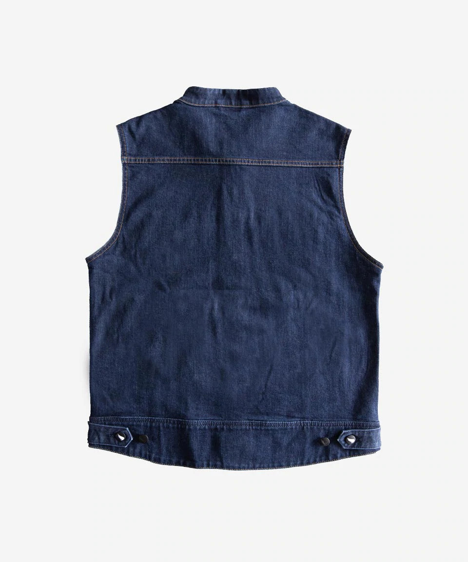 SA1NT Mandarin Collar Vest - Indigo