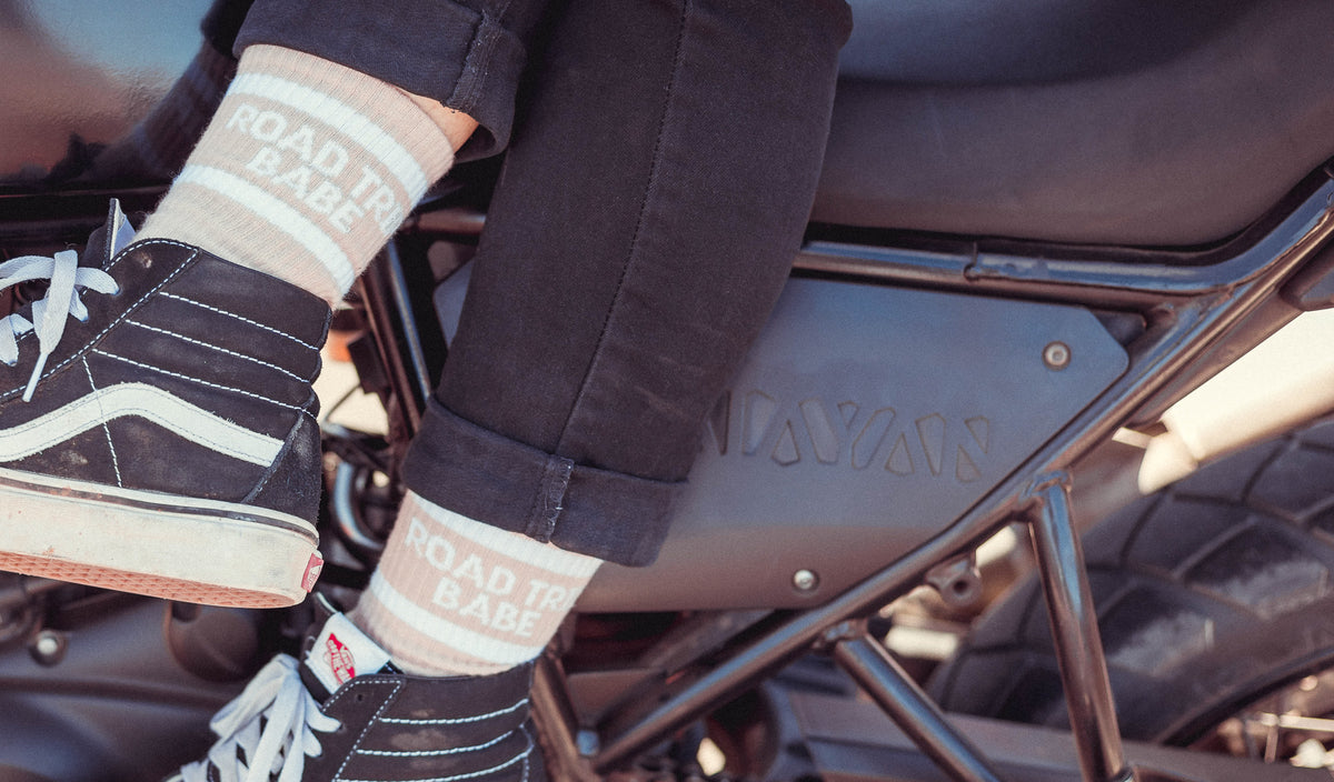 Wildust Sisters socks "ROAD TRIP BABE"
