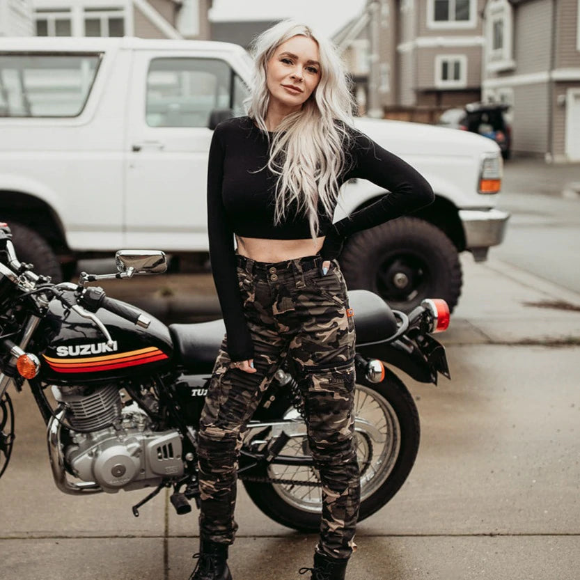 Camo motorcycle pants top
