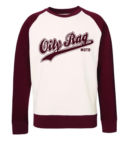 Oily Rag Moto Sweatshirt - Cream and Burgundy