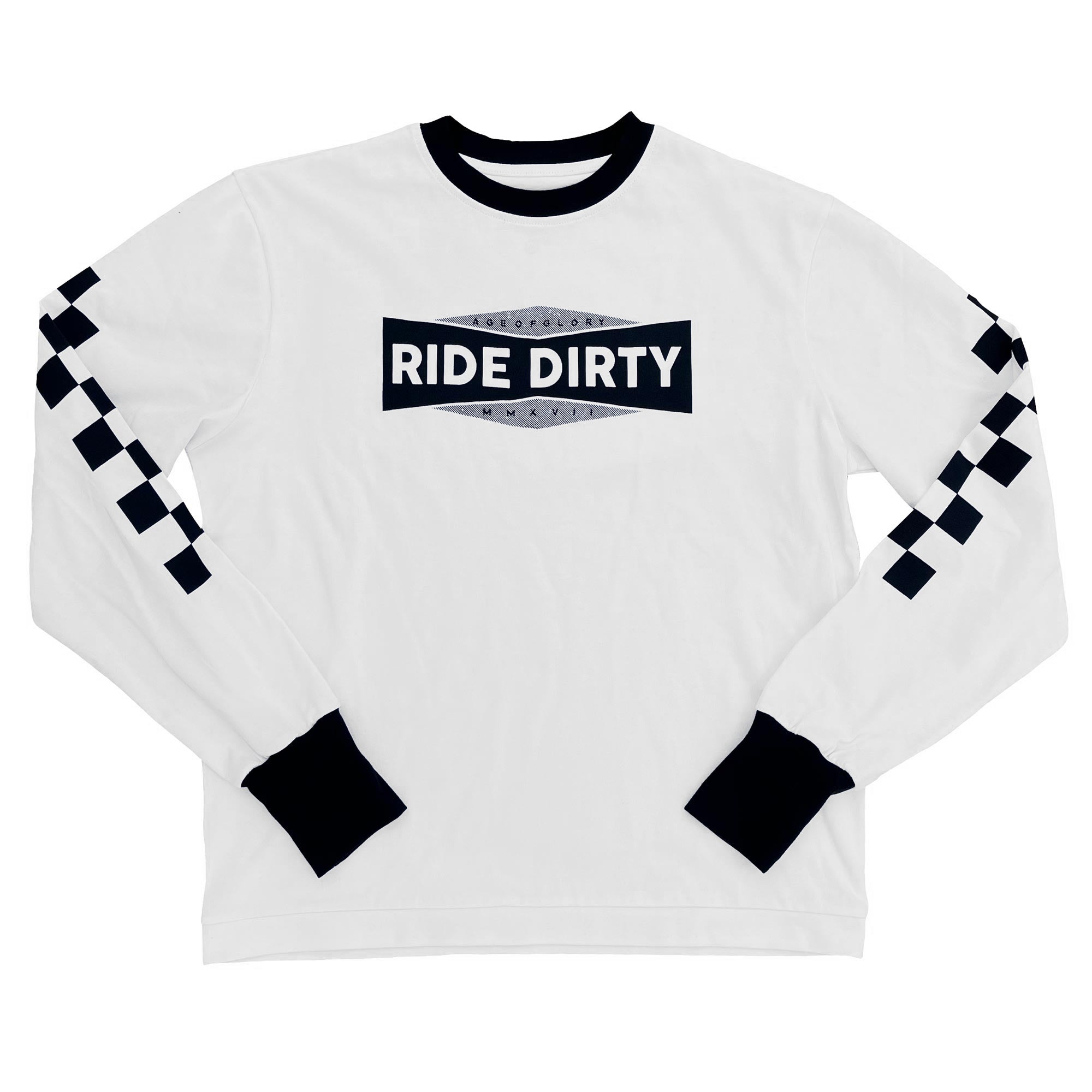 Age of Glory Dirty Checkers LS Tee White Black