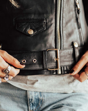 Eudoxie Amy leather motorbike jacket