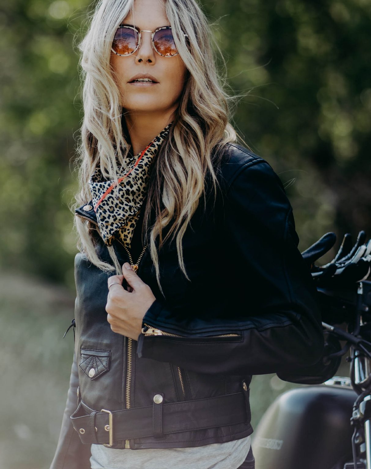 Eudoxie Amy leather motorbike jacket